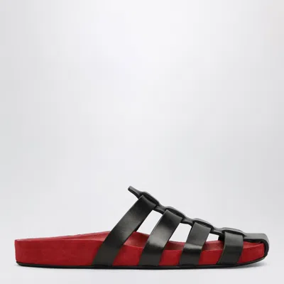 Jude Red Fisherman Mini Sandal For Women In Black