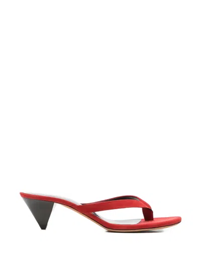Jude Rooty Leather Sandals In Red