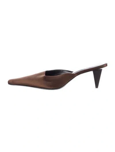 Pre-owned Jude Satin Mules In Brown