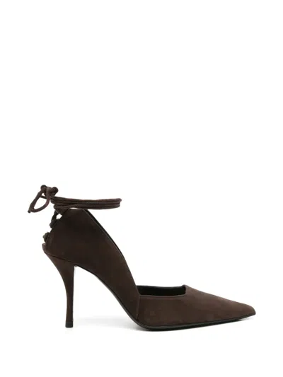 Jude Scoop Lace-up Pumps In Brown