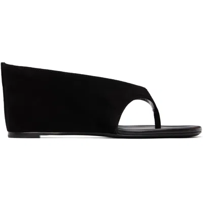 Jude Ssense Exclusive Black Yaga Wedge Heeled Sandals In Black Suede Leather