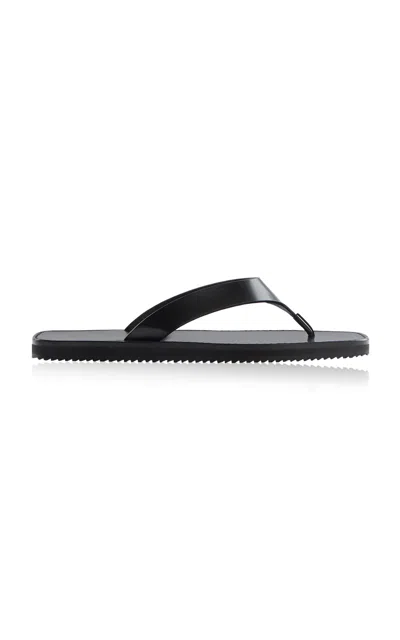 Jude Vermelho Brushed Leather Flip Flops In Black
