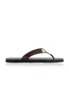 Jude Vermelho Brushed Leather Flip Flops In Brown