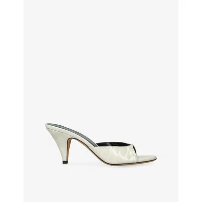 Jude Womens Cream Haze Crocodile-embossed Leather Heeled Mules Eur 41 / 8 Uk In White