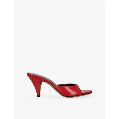 Jude Womens  Haze Leather Heeled Mules In Red