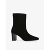 Jude Womens Black Memo Suede Heeled Ankle Boots Eur 39 / 6 Uk In Black