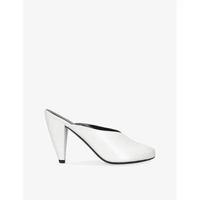 Jude Womens White Paw 105 Heeled Leather Mules Eur 38/5 Uk