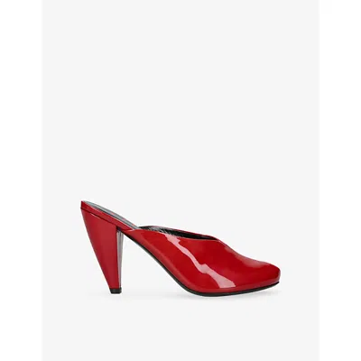 Jude Womens Red Paw Patent-leather Heeled Mules Eur 39.5 / 6.5 Uk