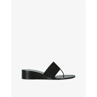 Jude Womens Snug Suede Wedge Sandals Black Eur 38.5 / 5.5 Uk