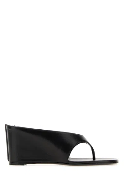 Jude Yaga Wedge Sandal Black Leather In Animal Print