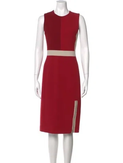 Pre-owned Judith & Charles Colorblock Pattern Midi Length Dress In Red