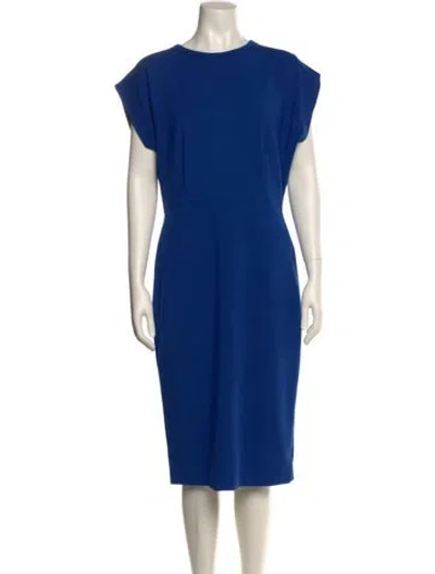 Pre-owned Judith & Charles Crew Neck Midi Length Dress In Blue