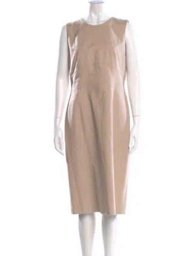 Pre-owned Judith & Charles Crew Neck Midi Length Dress In Neutral