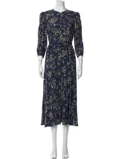 Pre-owned Judith & Charles Floral Print Long Dress In Blue