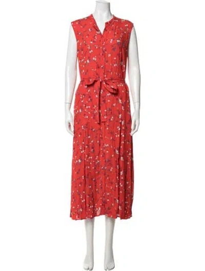 Pre-owned Judith & Charles Floral Print Long Dress In Red