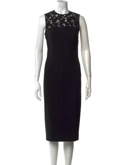 Pre-owned Judith & Charles Lace Pattern Knee-length Dress In Black