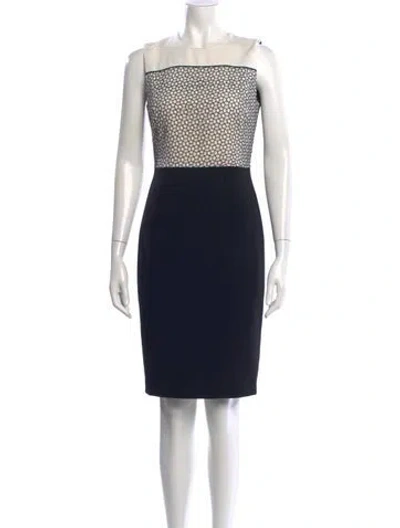 Pre-owned Judith & Charles Lace Pattern Knee-length Dress In Black