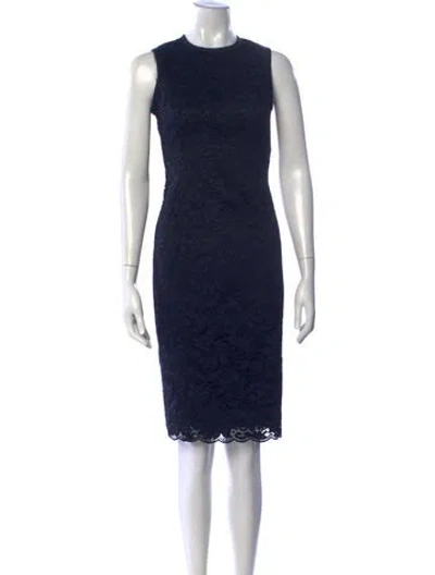 Pre-owned Judith & Charles Lace Pattern Knee-length Dress In Black