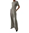 Judith & Charles Levi Highwaist Pleated Pant In Grey Melange In Blue