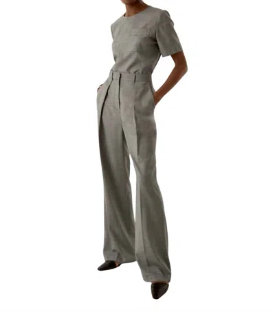 Judith & Charles Levi Highwaist Pleated Pant In Grey Melange In Blue