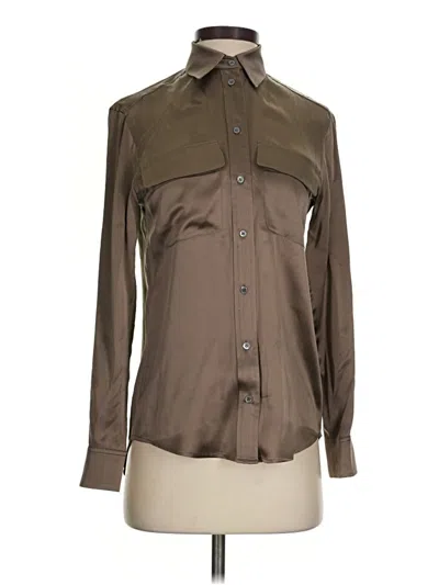 Pre-owned Judith & Charles Long Sleeve Button Down Shirt In Brown