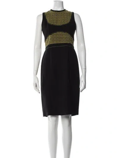 Pre-owned Judith & Charles Patterned Knee-length Dress In Black