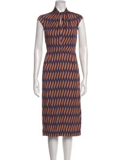 Pre-owned Judith & Charles Printed Midi Length Dress In Multi