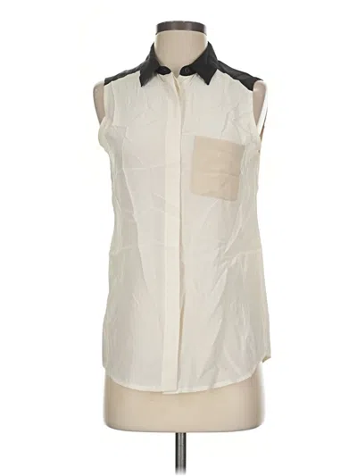 Pre-owned Judith & Charles Sleeveless Button Down Shirt In Ivory