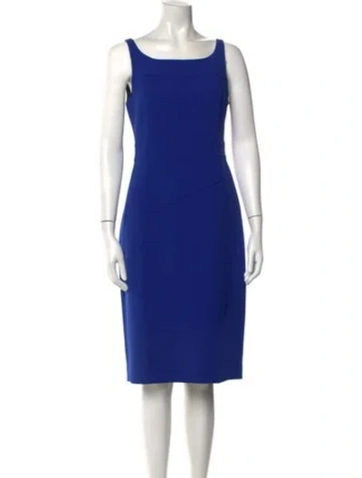 Pre-owned Judith & Charles Square Neckline Knee-length Dress In Blue