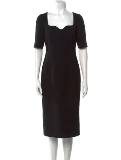 Pre-owned Judith & Charles Square Neckline Midi Length Dress In Black