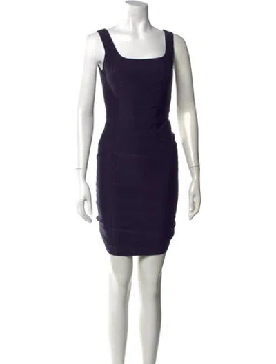 Pre-owned Judith & Charles Square Neckline Mini Dress In Purple
