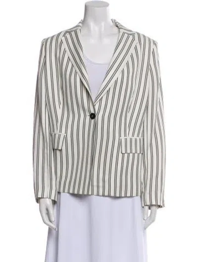 Pre-owned Judith & Charles Striped Blazer In White