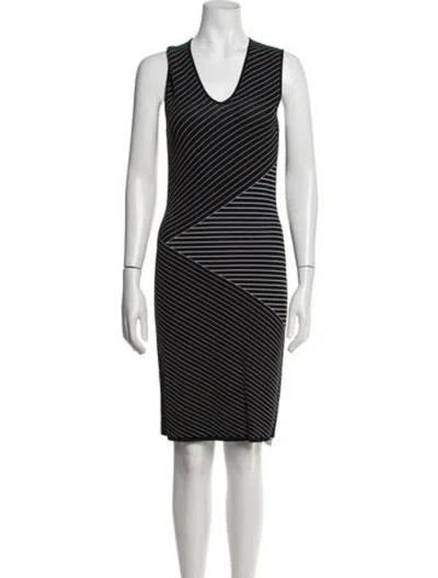 Pre-owned Judith & Charles Striped Knee-length Dress In Black