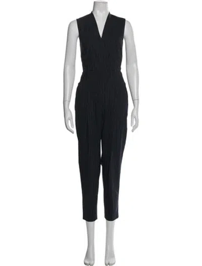 Pre-owned Judith & Charles Virgin Wool Striped Jumpsuit In Blue