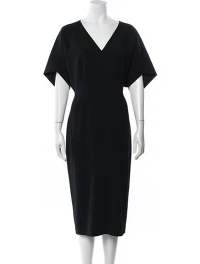 Pre-owned Judith & Charles V-neck Knee-length Dress In Blue