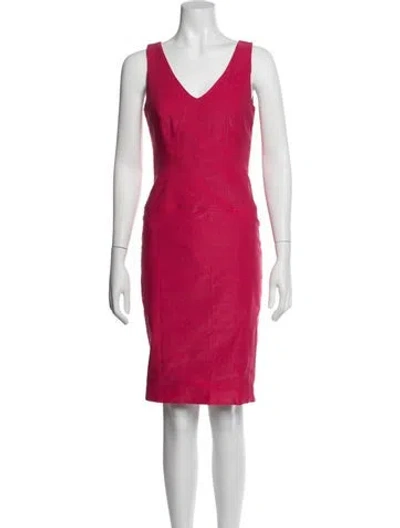 Pre-owned Judith & Charles V-neck Knee-length Dress In Pink