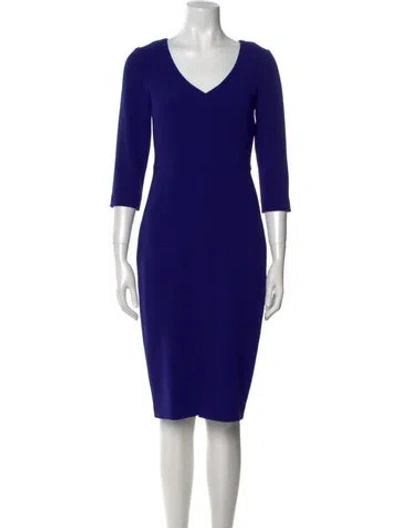Pre-owned Judith & Charles V-neck Midi Length Dress In Blue