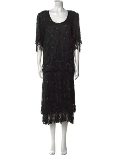 Pre-owned Judith Ann Creations Inc Scoop Neck Long Dress In Black