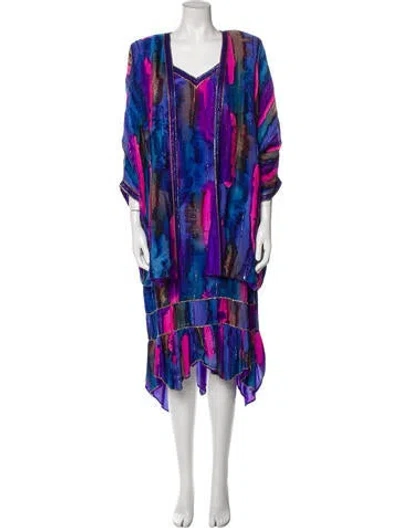 Pre-owned Judith Ann Creations Inc Vintage 1980's Dress Set In Purple