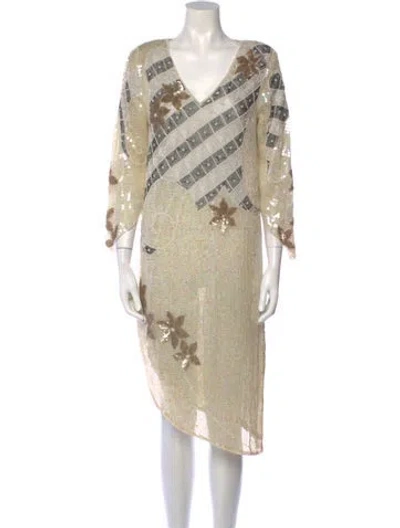 Pre-owned Judith Ann Creations Inc Vintage Midi Length Dress In Neutral