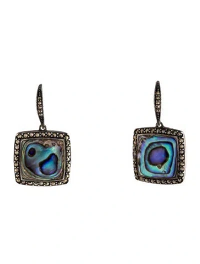 Pre-owned Judith Jack Abalone & Metallic Stone Drop Earrings In Blue/green/metallic