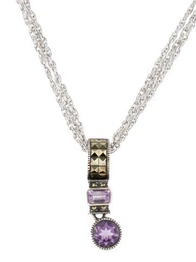 Pre-owned Judith Jack Crystal Multistrand Pendant Necklace, 16"