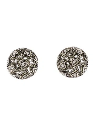 Pre-owned Judith Jack Cubic Zirconia & Marcasite Earclips In Multi