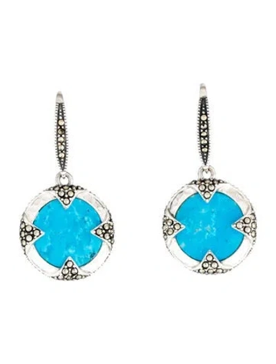 Pre-owned Judith Jack Dyed Magnesite & Marcasite Drop Earrings In Multicolor