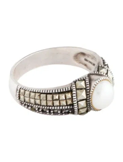 Pre-owned Judith Jack Faux Pearl Cocktail Ring In Multi
