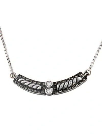 Pre-owned Judith Jack Marcasite & Cubic Zirconia Pendant Necklace, 16" In Multicolor