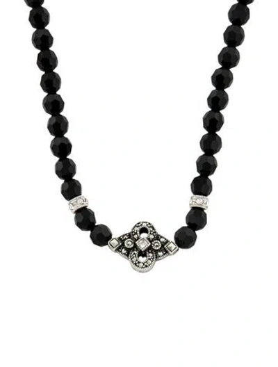 Pre-owned Judith Jack Marcasite & Glass Bead Pendant Necklace, 16", 16" In Multi
