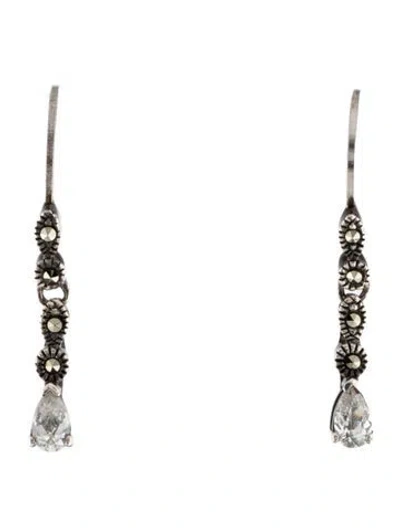 Pre-owned Judith Jack Marcasite & Zirconia Drop Earrings In Multicolor