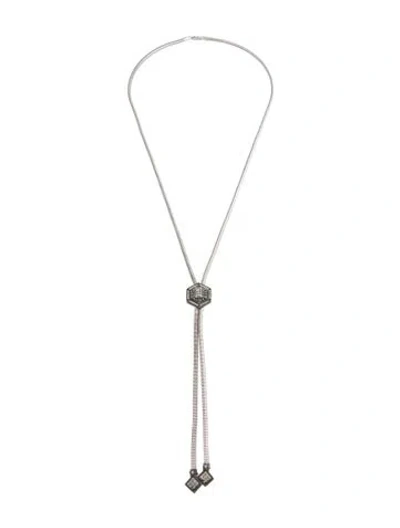 Pre-owned Judith Jack Marcasite Bolo Necklace, 34" In Multicolor
