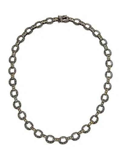 Pre-owned Judith Jack Marcasite Chain Necklace, 16" In Multicolor